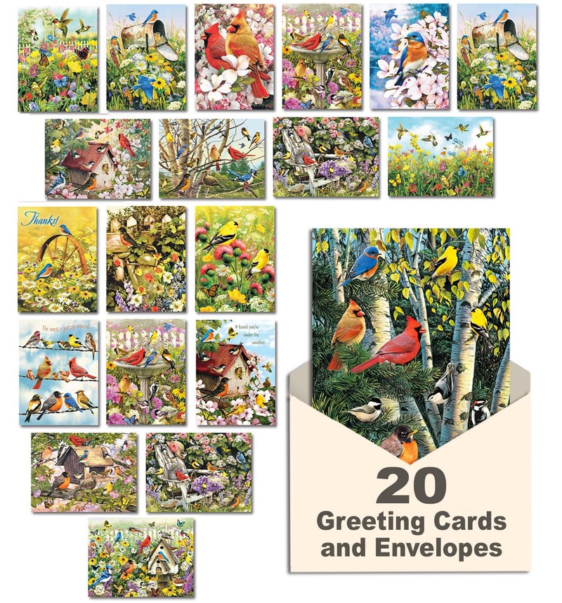 Leanin' Tree, Wings and Wishes, Greeting Cards Assortment Box, Assorted Cards with Envelopes All Occasion, (20 Greeting Cards, 22 Colorful Envelopes) - Image 1